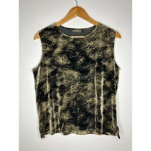 90's Y2K Picadilly Fashions Women's Large Velvet Paisley Style Tank Top